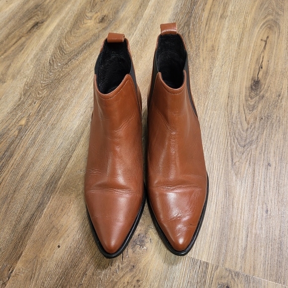 FABIANELLI Pointed Toe Women's Ankle Leather Boots Chelsea Booties Size 8 Brown - Picture 2 of 10